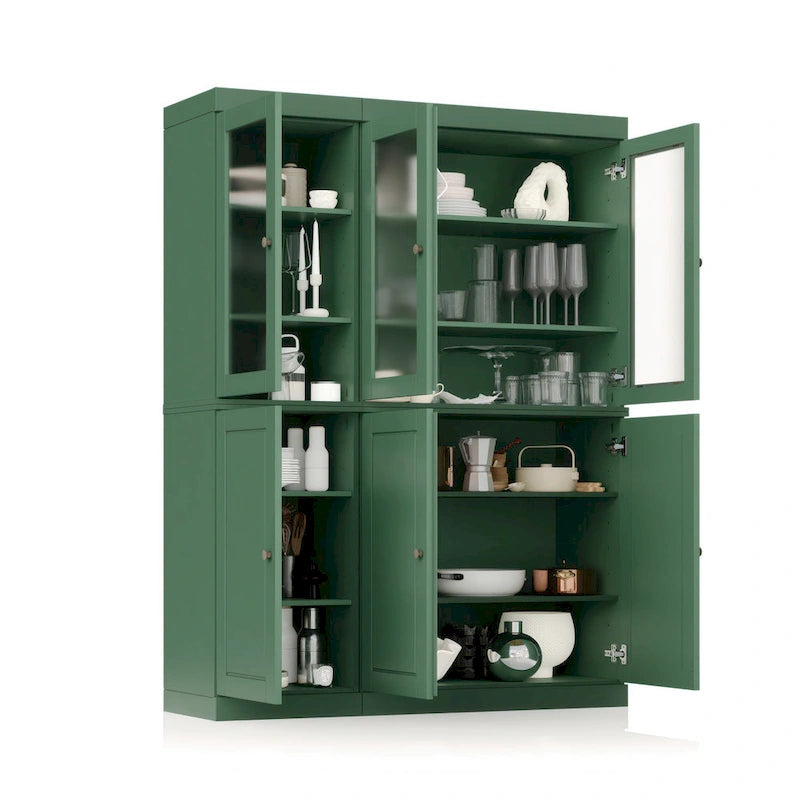 Palace Imports 100% Solid Wood 48.5 Pantry China Cabinet with Frosted Glass, Solid Wood Doors and 2-Drawers