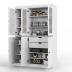 Palace Imports 100% Solid Wood 48.5 Pantry China Cabinet with Frosted Glass, Solid Wood Doors and 2-Drawers