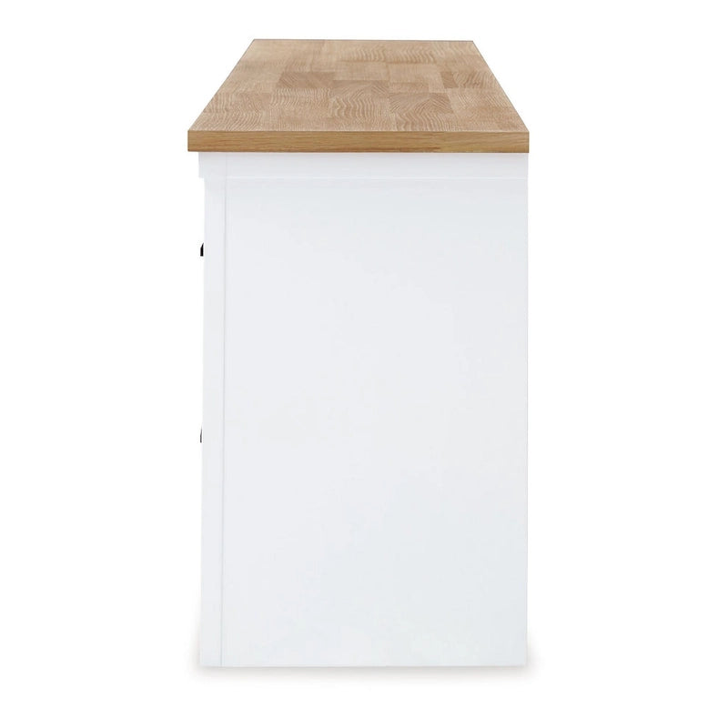 Bryn TV Media Console, 4 Drawers, 2 Door, White Hardwood, 74 Inch