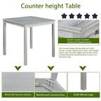 5 Pcs Counter Height Dining Table Set, Wooden Diningroom Furniture Set with Square Table and 4 Upholstered Chairs