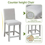 5 Pcs Counter Height Dining Table Set, Wooden Diningroom Furniture Set with Square Table and 4 Upholstered Chairs