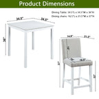 5 Pcs Counter Height Dining Table Set, Wooden Diningroom Furniture Set with Square Table and 4 Upholstered Chairs