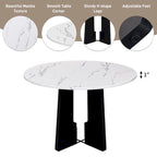 5 Piece Kitchen Table and Chairs Set, 4 People Round Dining Table Set, 4 Upholstered Chairs with Rubber Wood Legs
