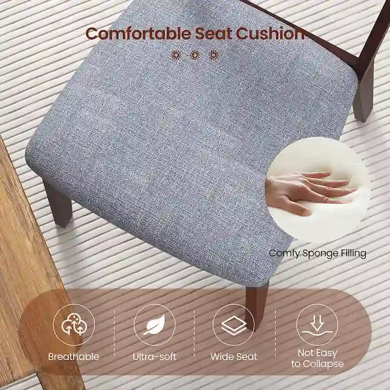 Gymax Upholstered Dining Chair Set of 4 Armless Cushioned Seat Hollow