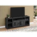 Modern Reclaimed Black TV Stand for 55 TVs with Cabinets and Shelving Wood Entertainment Unit - 23.75H x 59W x 15.5D