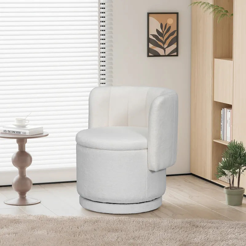 Boucle Fabric Swivel Accent Chair wStorage Space,for Living Room,Gray