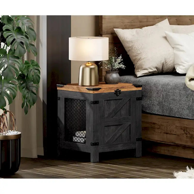 Lift Top End Table,Nightstand with Rustic Lock