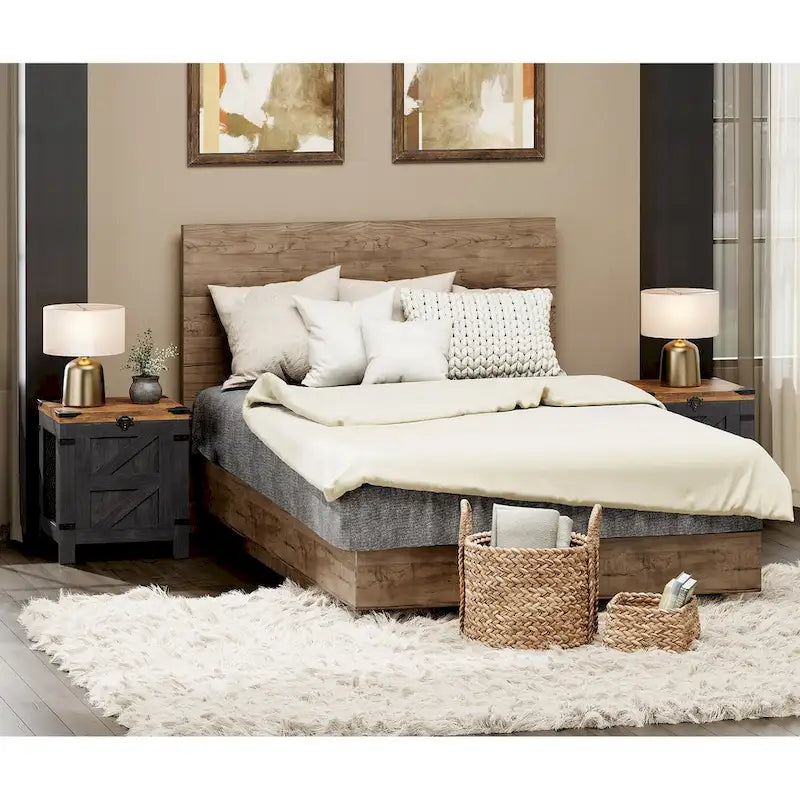 Lift Top End Table,Nightstand with Rustic Lock