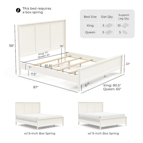 Arlena Classic Modern Solid Wood Panel Bed