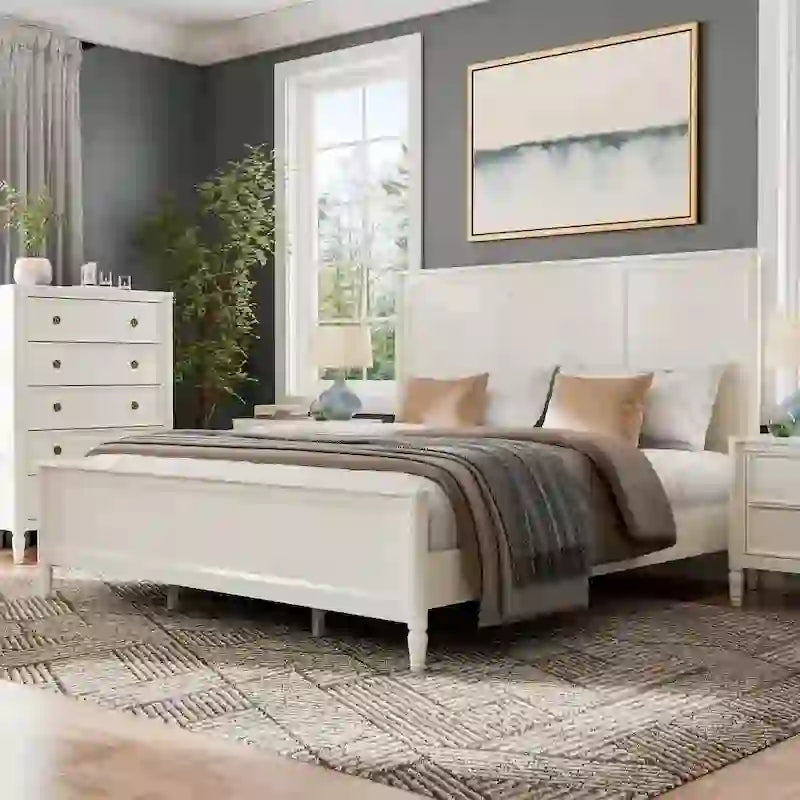 Arlena Classic Modern Solid Wood Panel Bed
