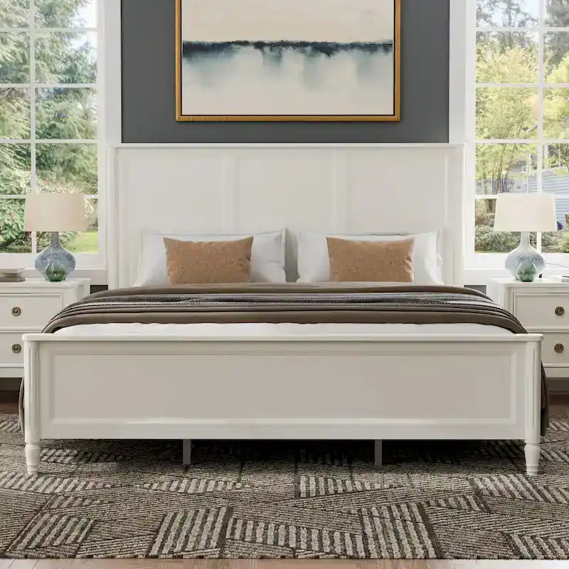 Arlena Classic Modern Solid Wood Panel Bed