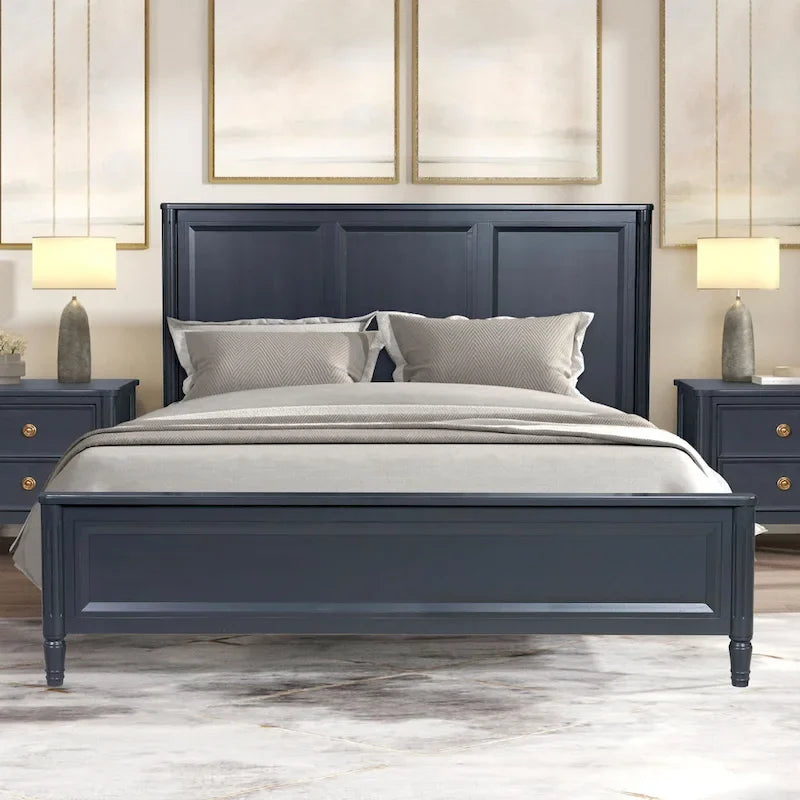 Arlena Classic Modern Solid Wood Panel Bed