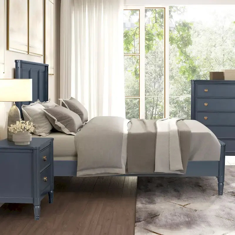 Arlena Classic Modern Solid Wood Panel Bed