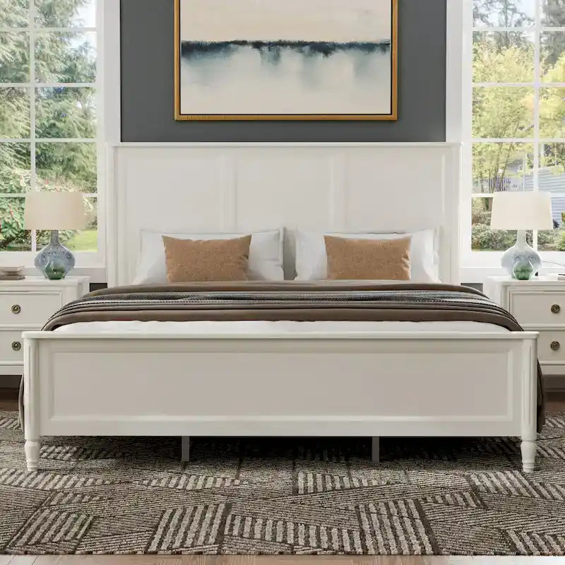 Arlena Classic Modern Solid Wood Panel Bed