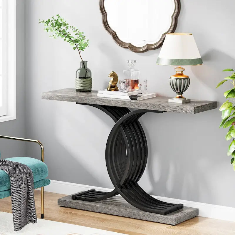 40 Modern Console Table, Faux Marble Entryway Hallway Table for Foyer