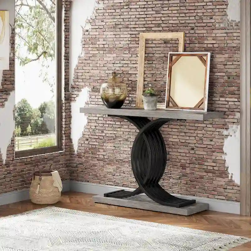 40 Modern Console Table, Faux Marble Entryway Hallway Table for Foyer