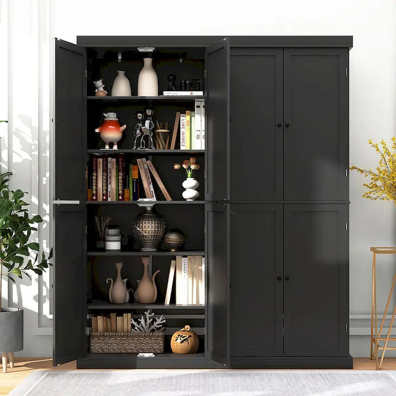 Gymax 72.5 Kitchen Pantry w/4 Door 6-Tier Shelves Freestanding