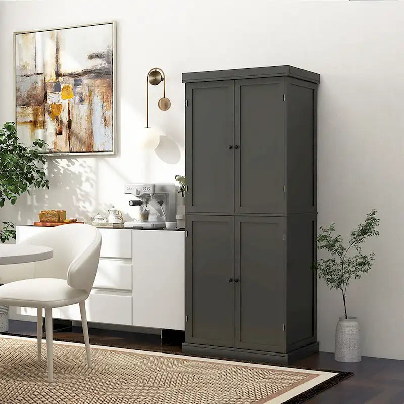 Gymax 72.5 Kitchen Pantry w/4 Door 6-Tier Shelves Freestanding