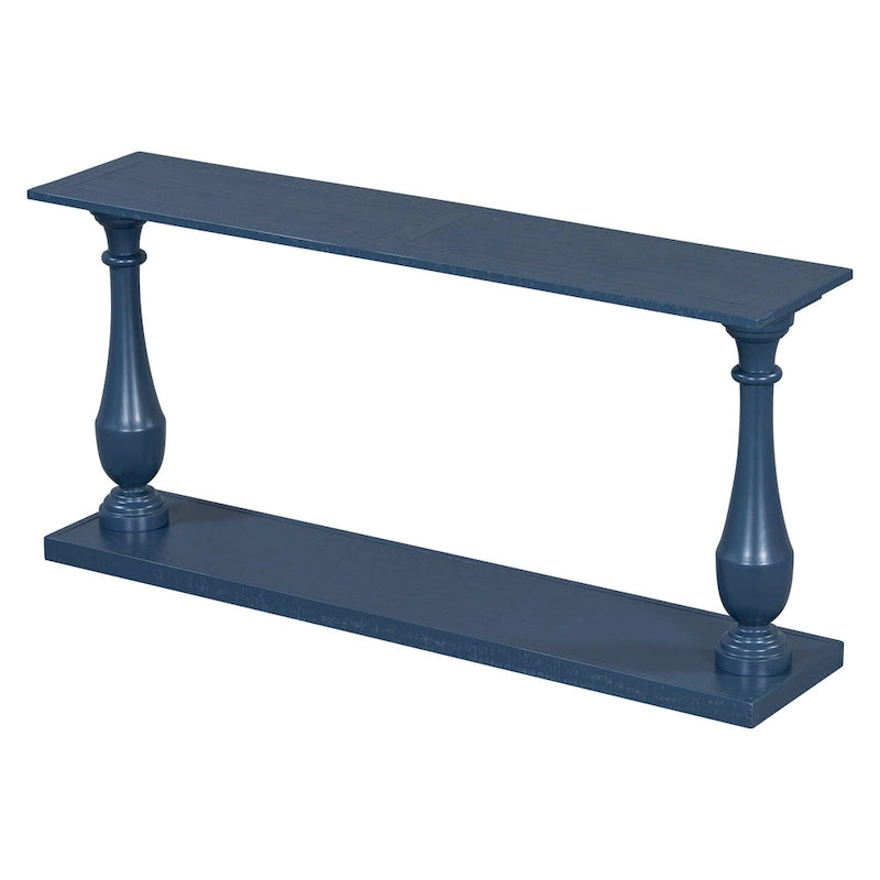 Vase-Leg Design Console Table Narrow Entryway Table Sofa Side Table with Bottom Shelf