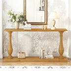 Vase-Leg Design Console Table Narrow Entryway Table Sofa Side Table with Bottom Shelf