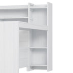 Twin/Full Size Multifunctional Daybed with Storage Shelves and Desk, Wooden Platform Bed Frame with Twin Size Trundle