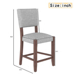 Mid Century Modern Bar Stools Set of 4,Counter Stools with Back,Linen Upholstered Barstools with Solid Wood Legs Bar Chairs