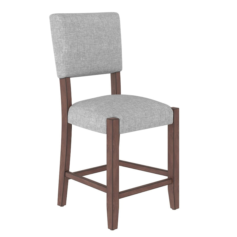 Mid Century Modern Bar Stools Set of 4,Counter Stools with Back,Linen Upholstered Barstools with Solid Wood Legs Bar Chairs