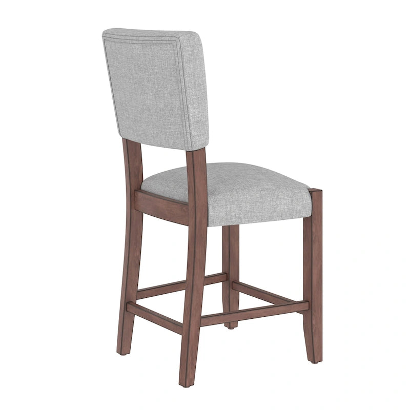 Mid Century Modern Bar Stools Set of 4,Counter Stools with Back,Linen Upholstered Barstools with Solid Wood Legs Bar Chairs