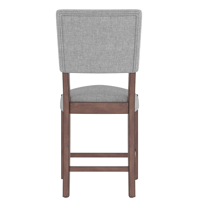 Mid Century Modern Bar Stools Set of 4,Counter Stools with Back,Linen Upholstered Barstools with Solid Wood Legs Bar Chairs