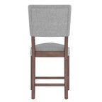 Mid Century Modern Bar Stools Set of 4,Counter Stools with Back,Linen Upholstered Barstools with Solid Wood Legs Bar Chairs