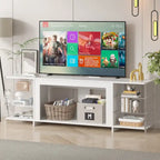 VECELO 70 Rustic TV Stand without/with Fireplace Heater(2 Options),Media Entertainment Center Table with Storage Shelves