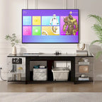 VECELO 70 Rustic TV Stand without/with Fireplace Heater(2 Options),Media Entertainment Center Table with Storage Shelves