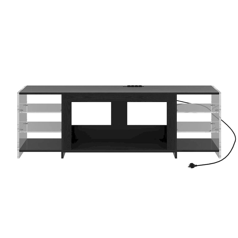 VECELO 70 Rustic TV Stand without/with Fireplace Heater(2 Options),Media Entertainment Center Table with Storage Shelves