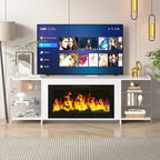 VECELO 70 Rustic TV Stand without/with Fireplace Heater(2 Options),Media Entertainment Center Table with Storage Shelves