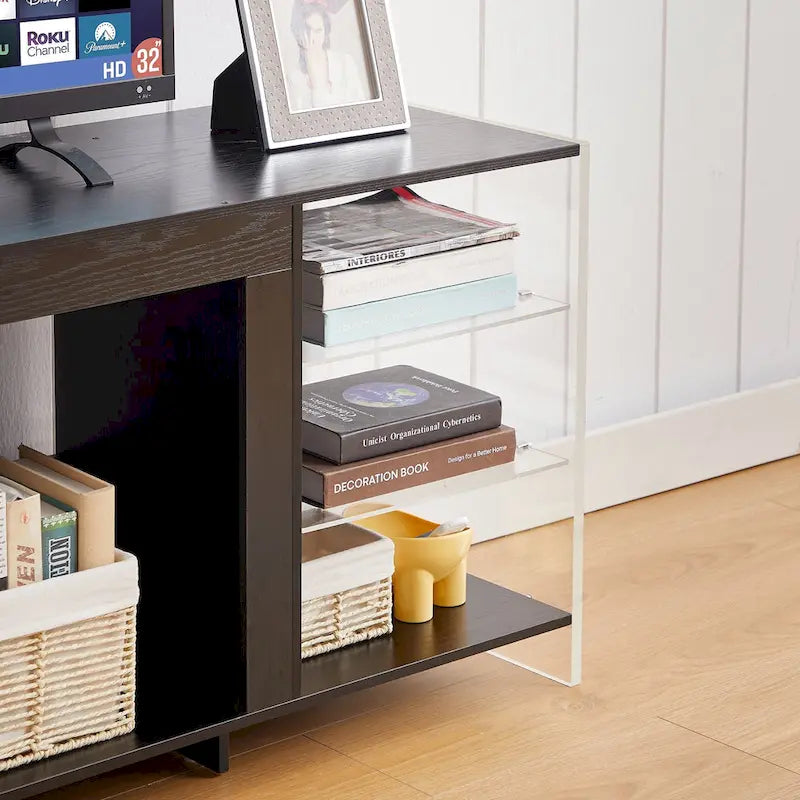VECELO 70 Rustic TV Stand without/with Fireplace Heater(2 Options),Media Entertainment Center Table with Storage Shelves
