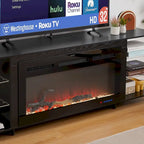 VECELO 70 Rustic TV Stand without/with Fireplace Heater(2 Options),Media Entertainment Center Table with Storage Shelves