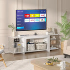 VECELO 70 Rustic TV Stand without/with Fireplace Heater(2 Options),Media Entertainment Center Table with Storage Shelves