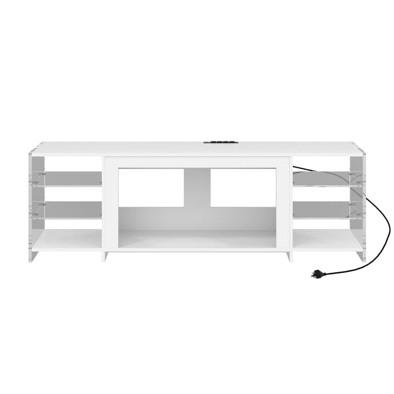 VECELO 70 Rustic TV Stand without/with Fireplace Heater(2 Options),Media Entertainment Center Table with Storage Shelves