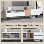 70.9 TV Stand with Double Storage Space and Drop Down Door for TVs Up to 80