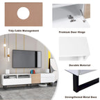 70.9 TV Stand with Double Storage Space and Drop Down Door for TVs Up to 80