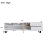 70.9 TV Stand with Double Storage Space and Drop Down Door for TVs Up to 80