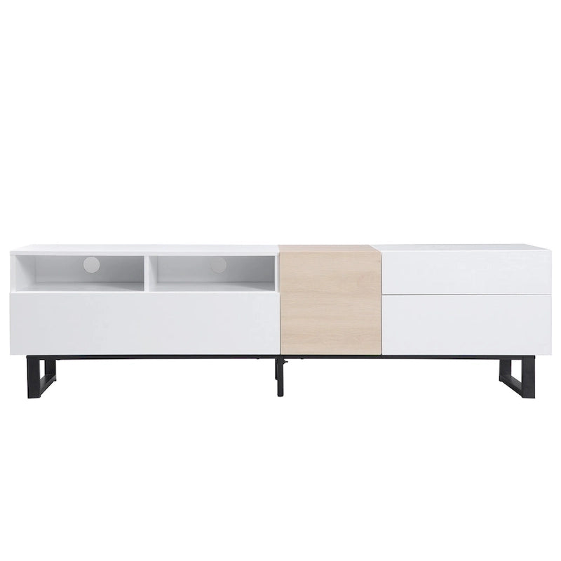 70.9 TV Stand with Double Storage Space and Drop Down Door for TVs Up to 80