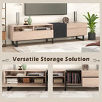 70.9 TV Stand with Double Storage Space and Drop Down Door for TVs Up to 80