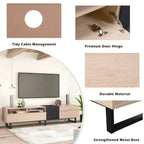70.9 TV Stand with Double Storage Space and Drop Down Door for TVs Up to 80