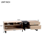 70.9 TV Stand with Double Storage Space and Drop Down Door for TVs Up to 80