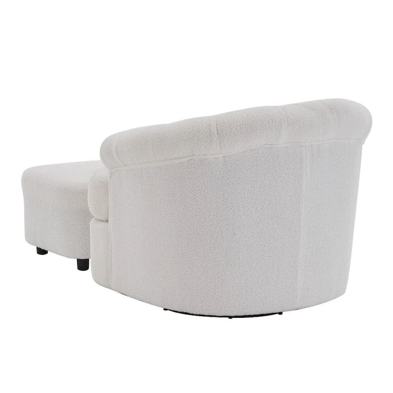 Velvet Swivel Chair with Ottoman, 360 Rotation & 300lb Capacity