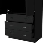 19 Modern Double-door Armoire with 3 Drawers and 1 Hanging Rod for Bedroom
