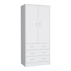19 Modern Double-door Armoire with 3 Drawers and 1 Hanging Rod for Bedroom