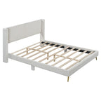 Queen Corduroy Platform Bed with Tufted Headboard