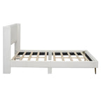 Queen Corduroy Platform Bed with Tufted Headboard